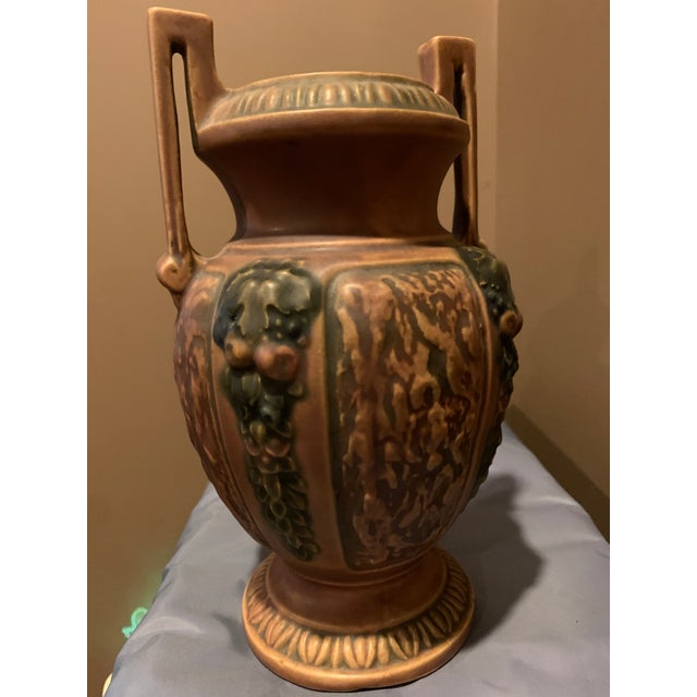 1920s Roseville Pottery Florentine Arts and Craft Pottery Vase For Sale - Image 5 of 5
