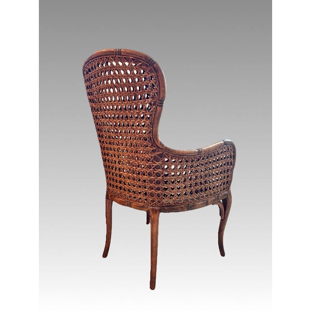 1960s Vintage French Double Caned Wicker Armchair / Side Chair For Sale - Image 5 of 15