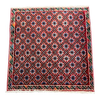 1990s Handwoven Persian Hamedan Area Rug 2'0" X 2'0" For Sale