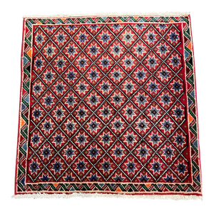 1990s Handwoven Persian Hamedan Area Rug 2'0" X 2'0"