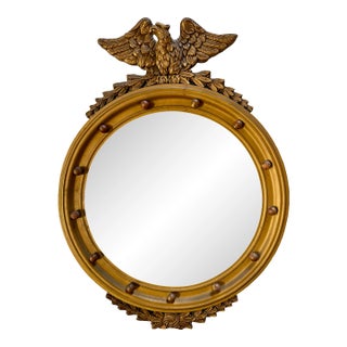 Early 19th Century Federal Giltwood Convex Eagle Mirror For Sale
