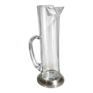 Vintage Tall Clear Glass Pitcher With Silver Plate Base