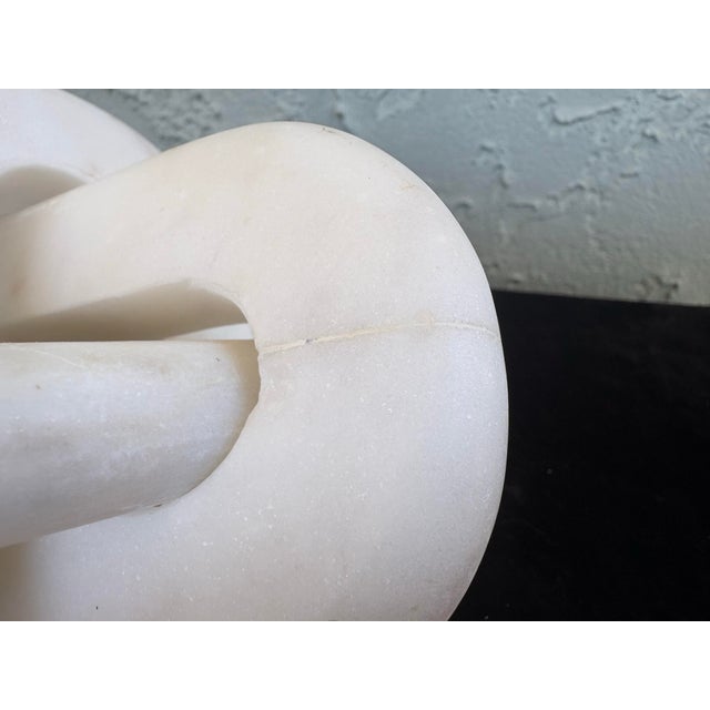 White Vintage Interlocking Marble Knot Sculpture | Modern Organic Abstract Object For Sale - Image 8 of 8