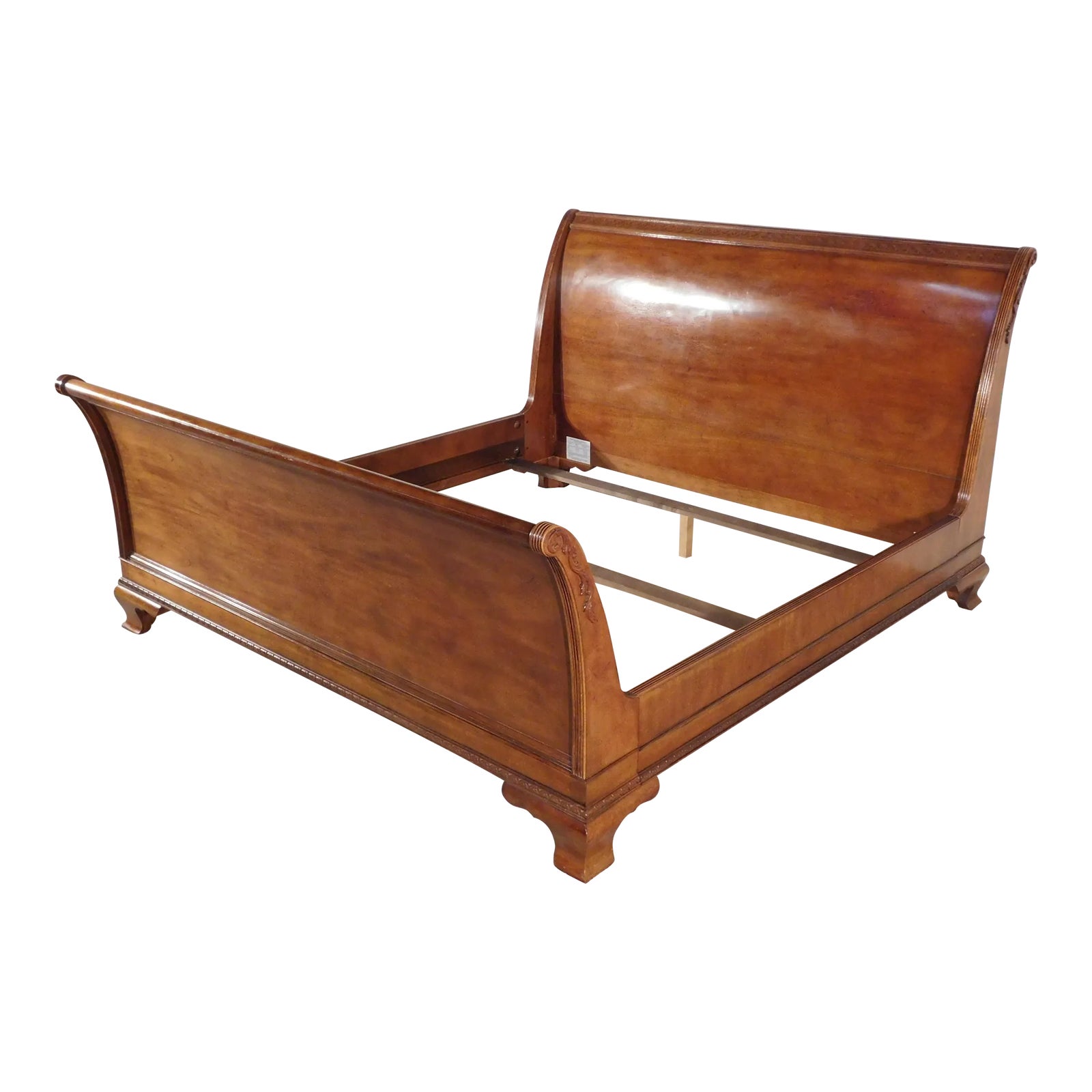Massive Henredon Aston Court Mahogany Carved King Kingsize Sleigh Bed