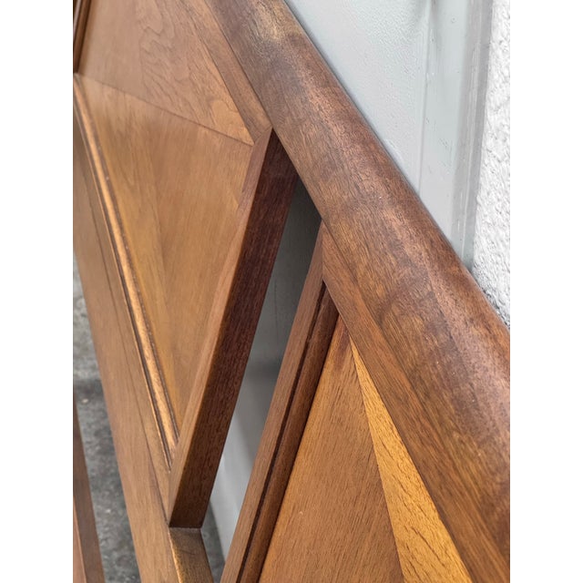 Circa 1960's Eastern King Size John Stuart for Mount Airy Janus Collection Walnut Headboard For Sale - Image 10 of 12