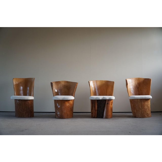 1980s Scandinavian Modern Stump Dining Chairs, Sweden, 1980s, Set of 4 For Sale - Image 5 of 18