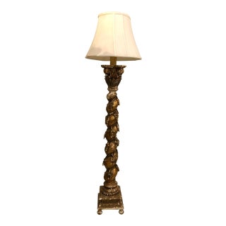 Italian 19th Century Bois Doré Floor Lamp Decorated With Grapes & Leaves For Sale