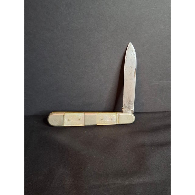Rare Antique Mother of Pearl Folding Challah Knife Karlsbad Judaica Jerusalem Temple Engraved For Sale In Boston - Image 6 of 18