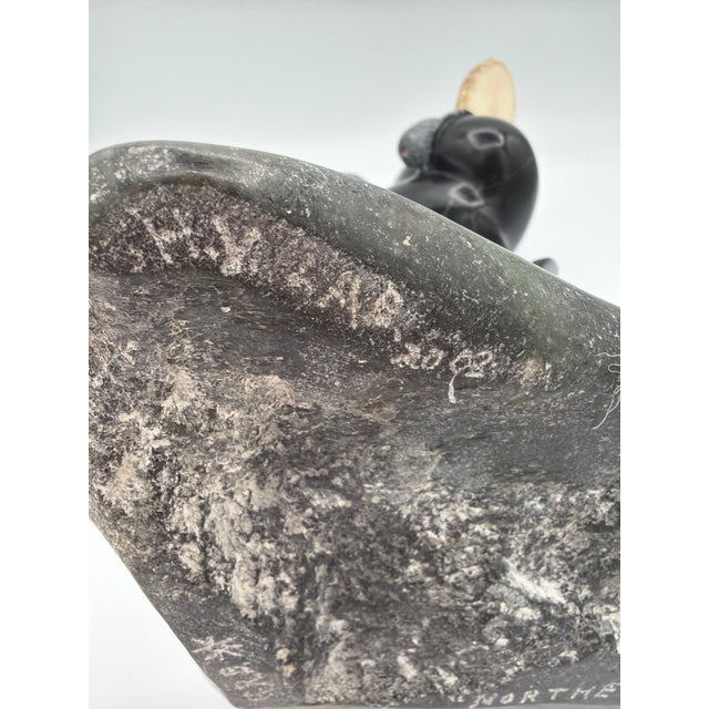 Black 1980s Northern Beat Inuit Drummer. Hand Carved by Inuits of Greenland For Sale - Image 8 of 9