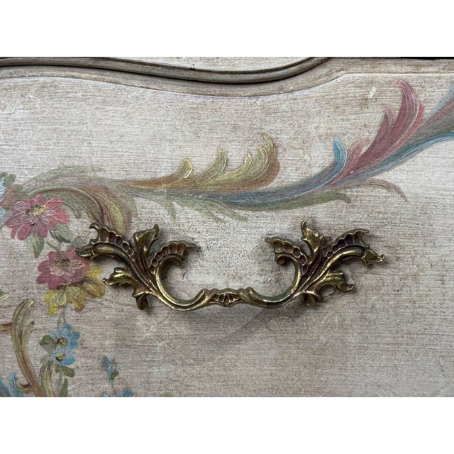 Venetian, Chinoiserie Bombé Commode, Beige Painted, Faux Marble, Italy, 1920s For Sale - Image 15 of 18