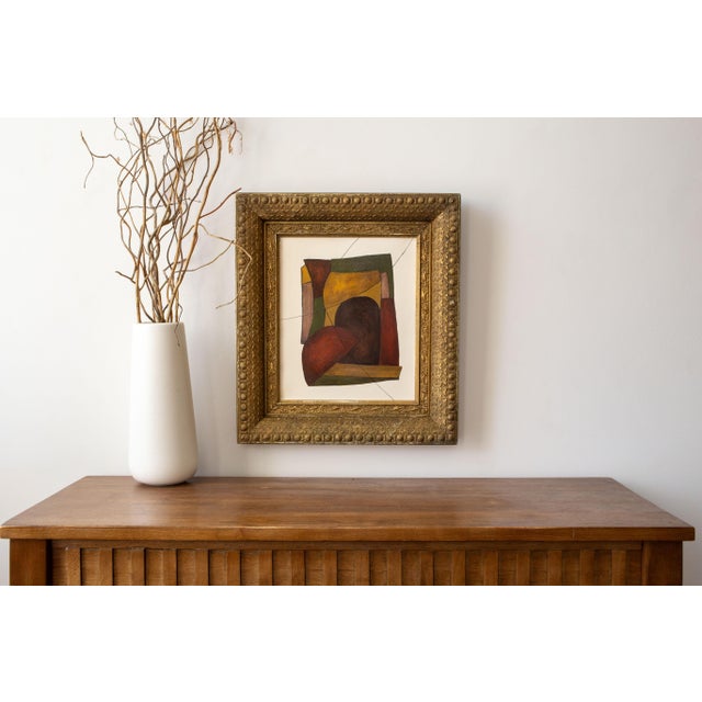 Abstract Original Framed Organic Abstract Painting in Ornate Antique Gold Frame in Earth Tones For Sale - Image 3 of 11