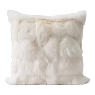 18-Inch Natural Imitation Fox Fur Throw Pillow For Sale