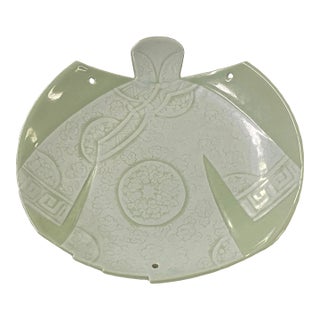 Celadon White Dress Shape Accent Underlay Porcelain Plate Display For Sale