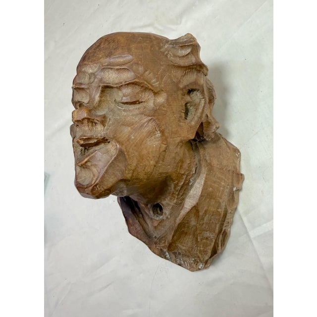 19th Century Antique Hand Carved 19th Century Victorian Old Man Folk Art Wall Bust Sculpture For Sale - Image 5 of 9