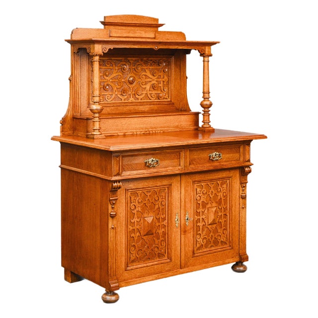 Gründerzeit Buffet in Oak, 1800s, Set of 2 For Sale
