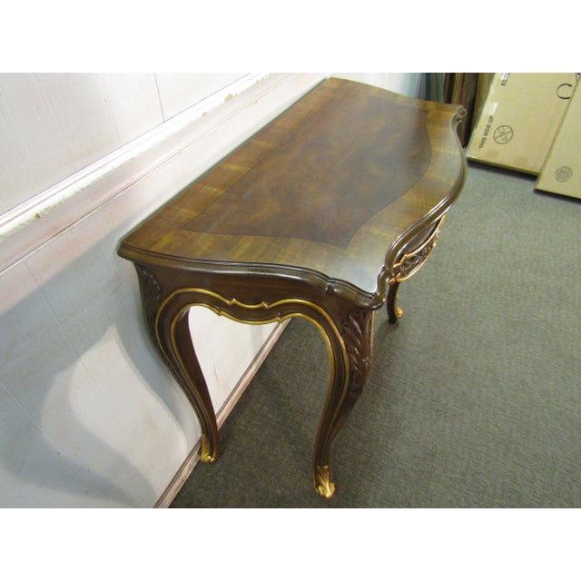 French Karges Solid Walnut French Style Console Table For Sale - Image 3 of 10