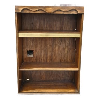 Nordic Mid-Ventury Oak and Brass Ligthted Bookcase For Sale
