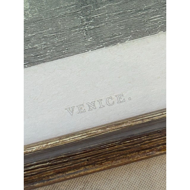 Wood 19th Century Hand Colored Engravings of Venice Newly Framed in Burlwood - A Pair For Sale - Image 7 of 12