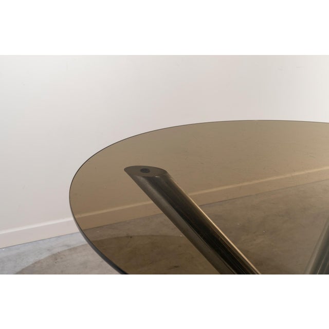 Vintage Space Age Steel and Smoked Glass Table, 1970s For Sale - Image 3 of 7