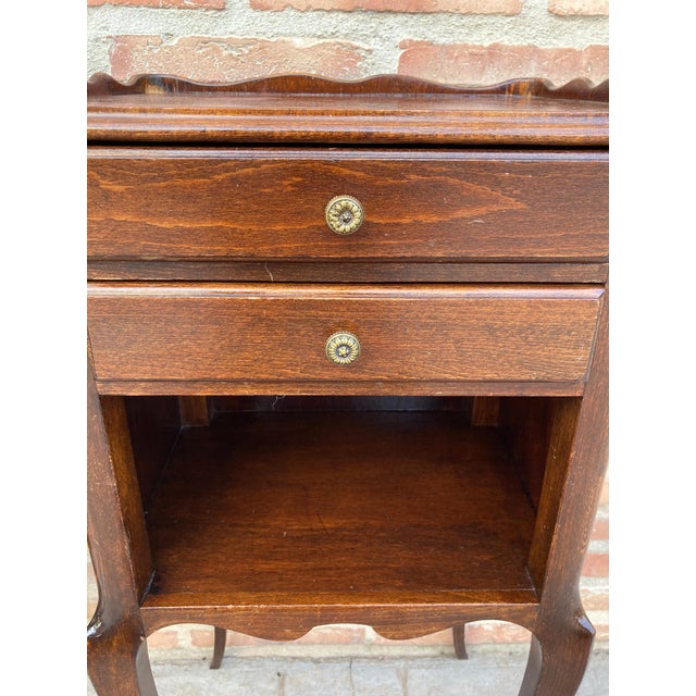 French Oak Nightstands with 2 Drawers, 1890s, Set of 2 For Sale - Image 10 of 18
