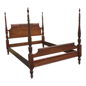 20th Century George III Style Carved Mahogany Semi-Poster Full Size Bed
