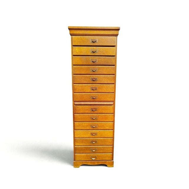 - Archive file cabinet of slim, upright proportions - Probably Danish, early to mid-20th century, ca. 1920–1950 - Solid...