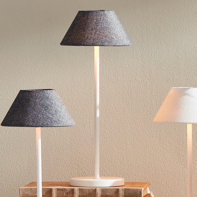 Contemporary Alluna Cordless Led Lamp 14" - Gray Linen Shade/White Base For Sale - Image 3 of 11