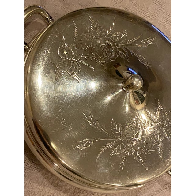 19th Century Traditonal Quadruple Silver Barbour Silver Company Covered Serving Bowl For Sale - Image 9 of 13