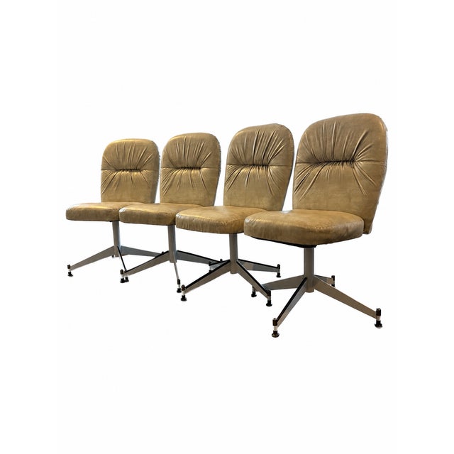 Off-white 1970s Set of 4 Mid Century Modern Swivel Lounge/Dining Chairs For Sale - Image 8 of 8