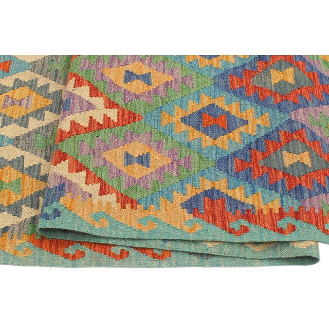 2000 - 2009 Kilim Rust Blue Hand Woven Rug - 2'9" X 9'7" For Sale - Image 5 of 7
