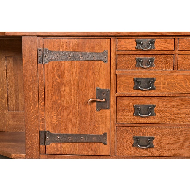 L. & J. G. Stickley Rare Mission Oak Arts & Crafts Columbus Avenue Monumental Sideboard, Newly Refinished For Sale - Image 13 of 18