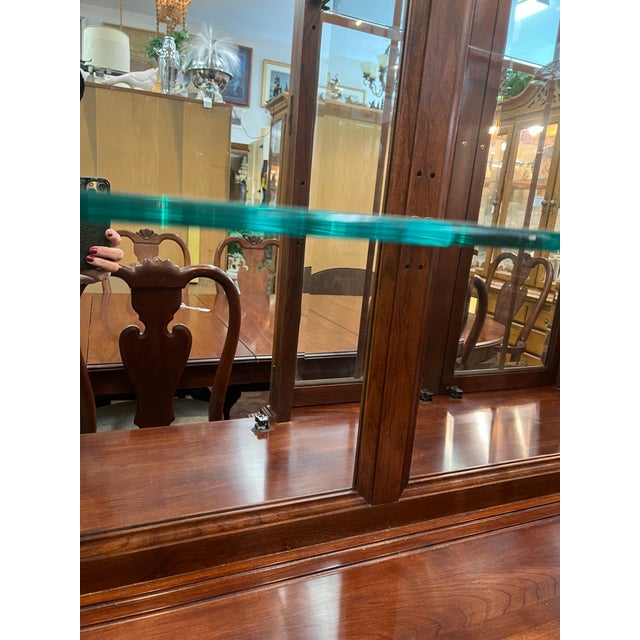 Reduced Knob Creek Mission Style Cherry 2 Piece China Hutch and Buffet For Sale - Image 10 of 13