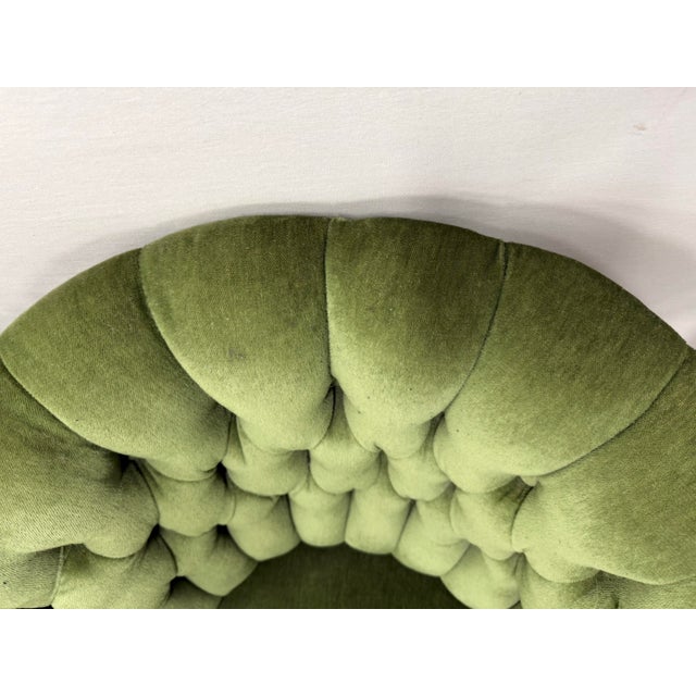 Pair of Green Tufted Chesterfield Velvet Lounge Club Chairs For Sale In New York - Image 6 of 7