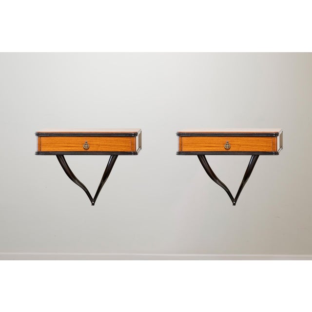 Small Vintage Italian Bedside Tables, 1950s, Set of 2 For Sale - Image 4 of 7