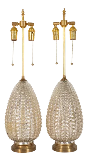 Vintage Molded Mercury Glass Tables Lamps - a Pair