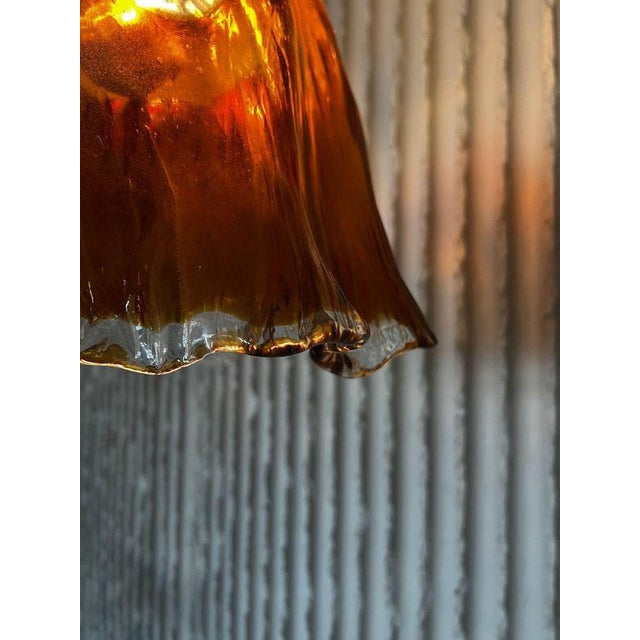 Designer unknown italy 1970s ø 40cm h 38cm a beautiful sculptural murano glass pendant with a wonderfully warm,...
