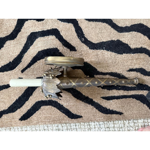 1990s 1990s Chapman Pair of Antique and Bronze Style Torch Wall Sconces For Sale - Image 5 of 5