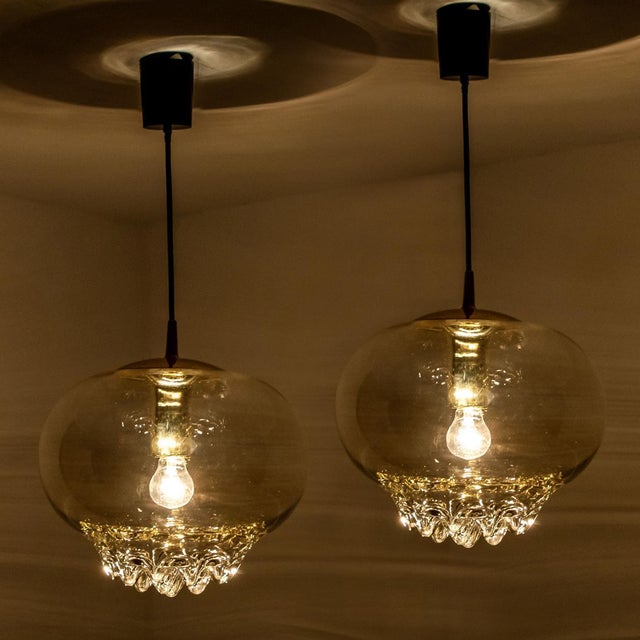 Smoked Golden & Brown Pendant Lights by Peill & Putzler, 1960s, Set of 2 For Sale - Image 13 of 16