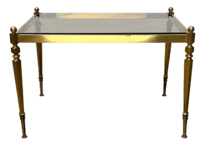 Mid-Century Modern German Neoclassical Hollywood Regency Style Brass and Glass Side Table, 1950s