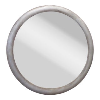 Vintage Pewter Toned Round Mirror For Sale