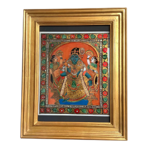 19th C Thanjavur Reverse Glass Painting Andal Tanjore South India Indian Antique Gold Gilt Frame
