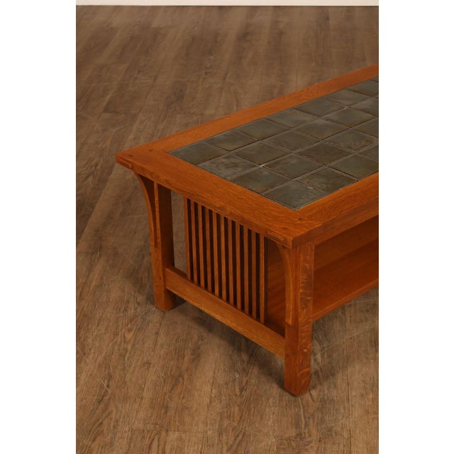 Stickley Mission Collection Oak Tile Top Coffee Table For Sale - Image 13 of 18