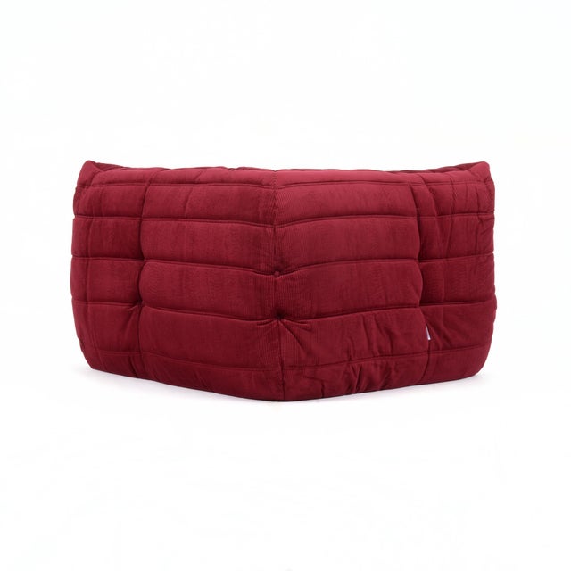 Ligne Roset Togo Small Set in Bordeaux Red Corduroy - Restored Ligne Roset Original For Sale - Image 4 of 18