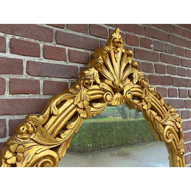 Wood 1900s European Rococo Gold Beech Console Wall Mirror - 1 Pc For Sale - Image 7 of 16
