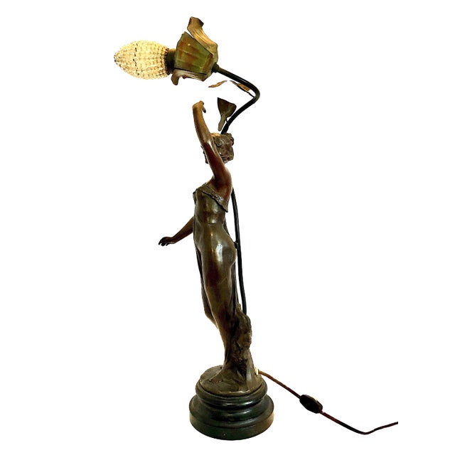 Early 20th Century Early 20th Century Art Nouveau Figural Lamp, by Viennese Sculptor Theodor Ullmann For Sale - Image 5 of 13