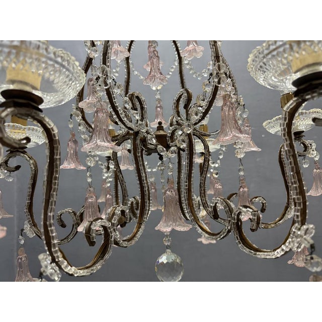 Pink Murano Glass Flower Chandelier, 1960s For Sale - Image 7 of 15
