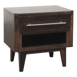 Green Bay Road Modern Maple Nightstand With Stainless Steel Bar Pull For Sale