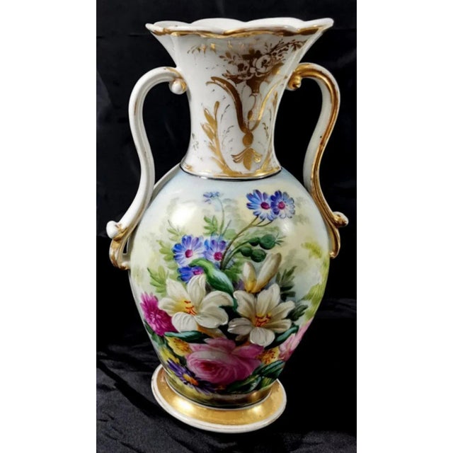 Ceramic Porcelain De Paris Napoleon III French Hand Painted Vases - a Pair For Sale - Image 7 of 12