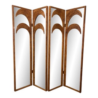 1970s Vivai Del Sud Bamboo Pencil Reed Palm Tree Screen Mirrors Panels Dividers For Sale