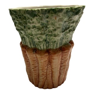 Late 20th Century Carrot Majolica-Style Vase For Sale
